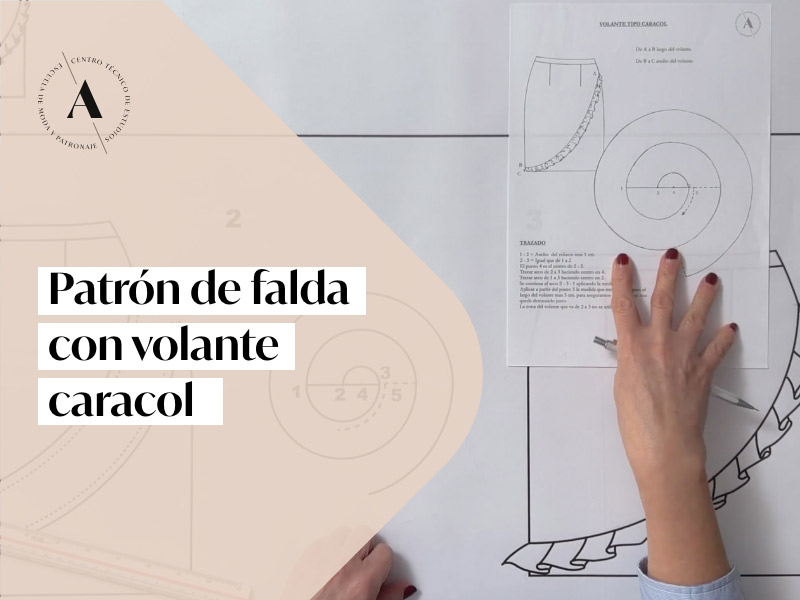 PATRÓN DE FALDA CON VOLANTE CARACOL
